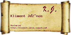 Kliment János névjegykártya