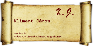 Kliment János névjegykártya