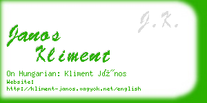 janos kliment business card